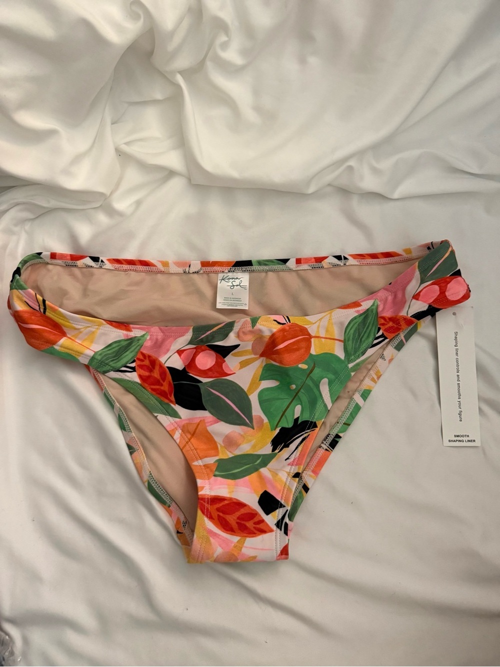 NWT Kona Sol Tropical Floral Hipster Shaping Bikini Bottom